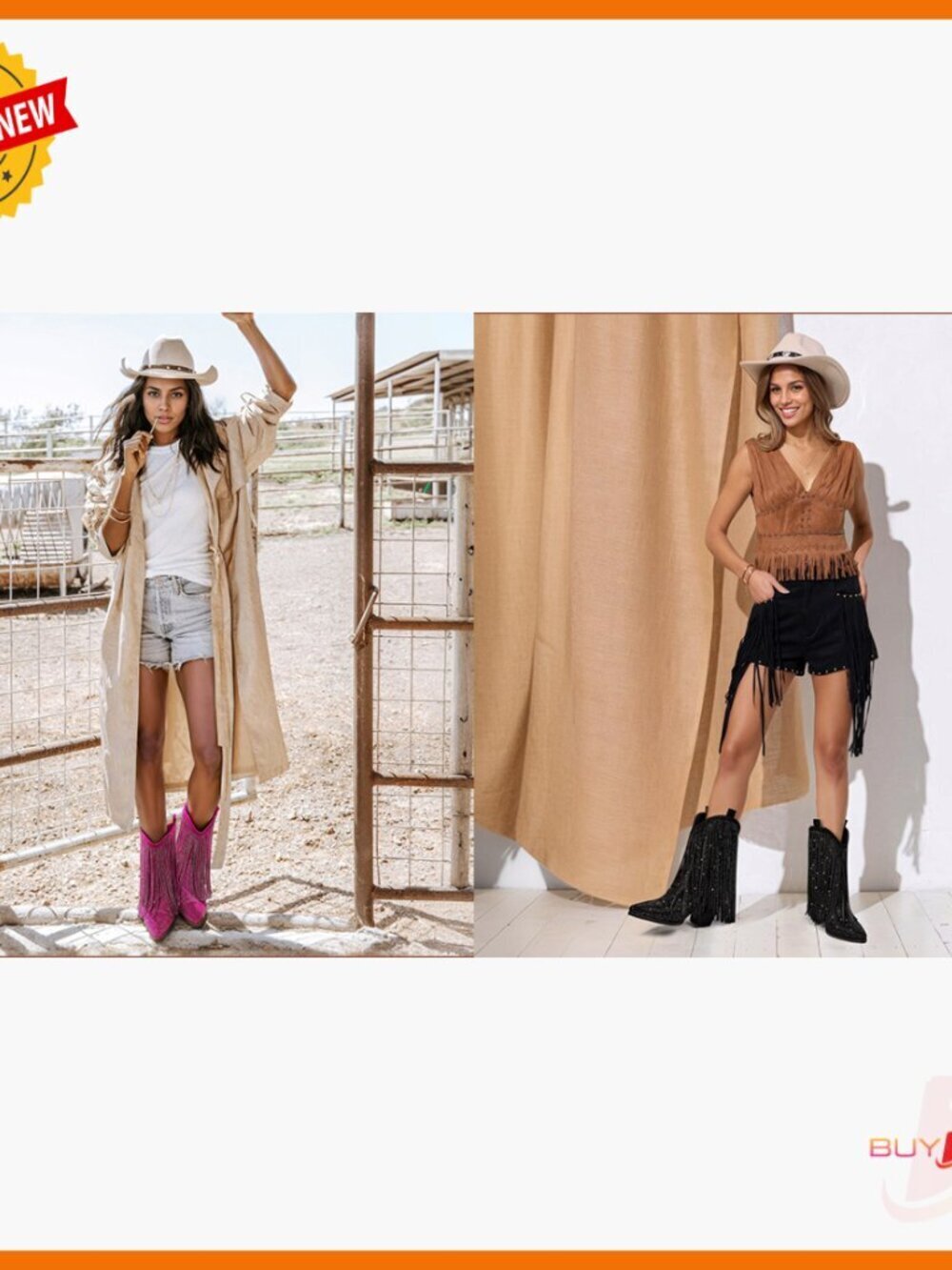 Rhinestone Fringe Cowboy Boots Pointed Toe Pull-On Mid-Calf Western - Picture 7 of 7